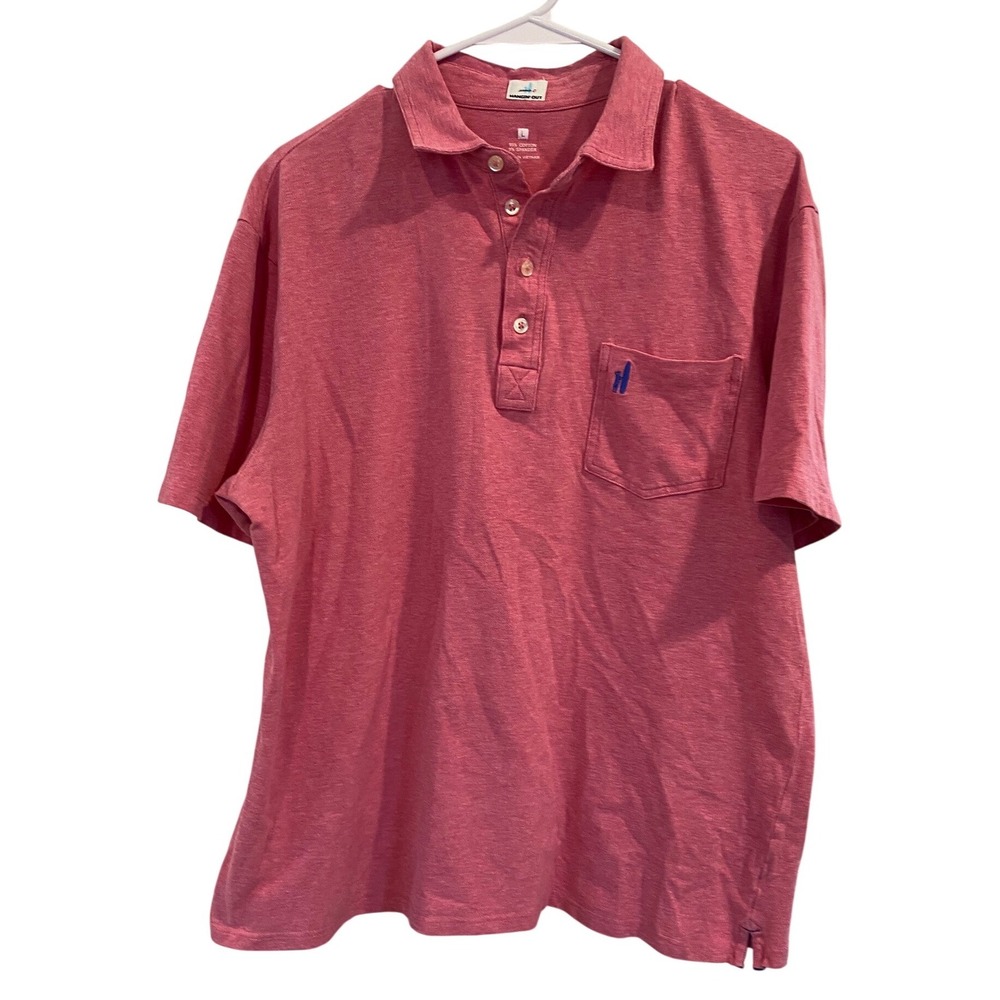 Johnnie-O Hangin Out Mens Large Pink Heathered Short Sleeve Pocket Polo‎ Shirt
